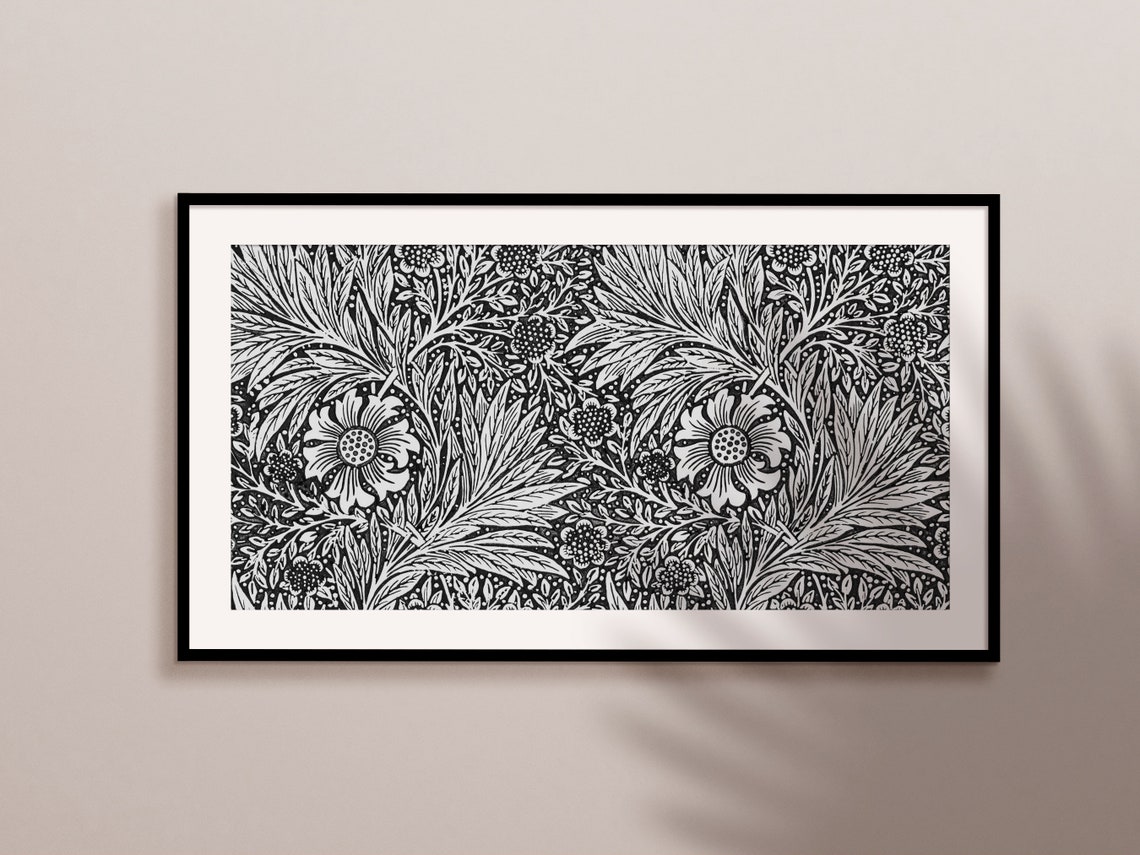 Black And White Botanical Pattern Arts And Crafts Floral Print - Image 2