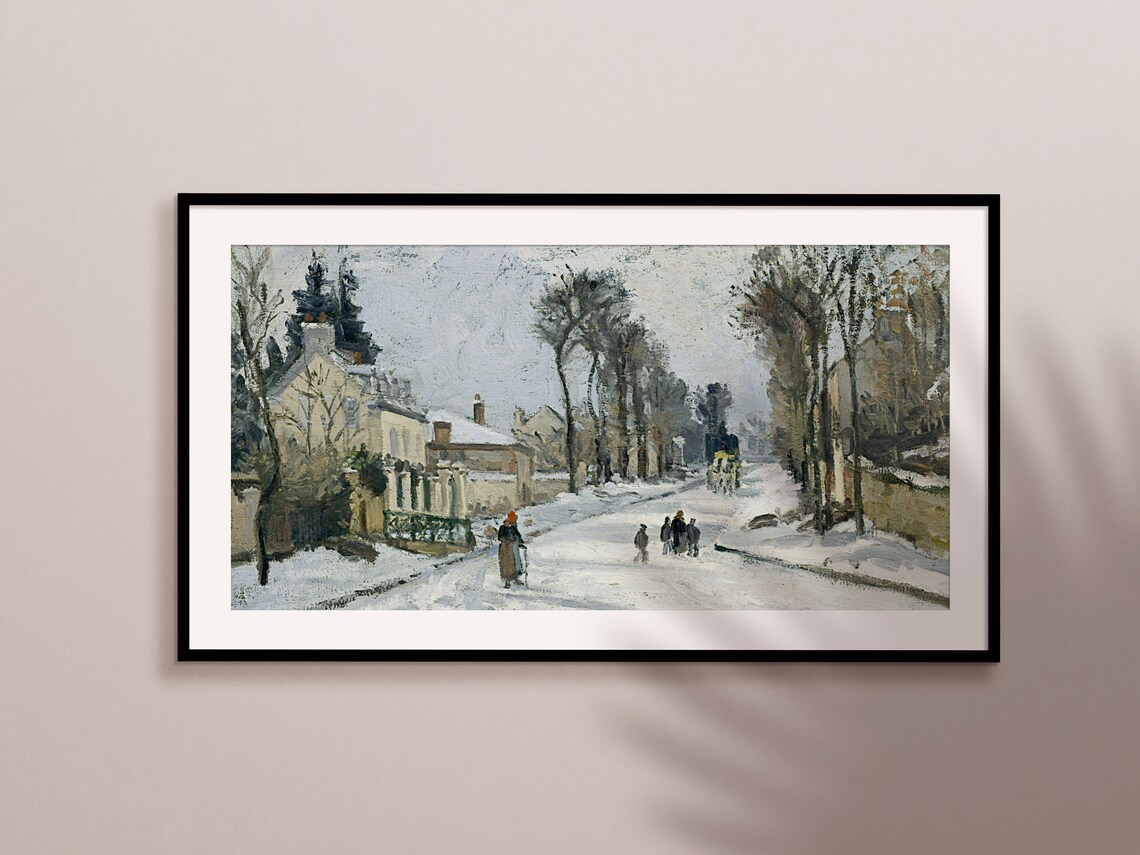 Winter Village Oil Landscape Christmas Art Print - Image 2