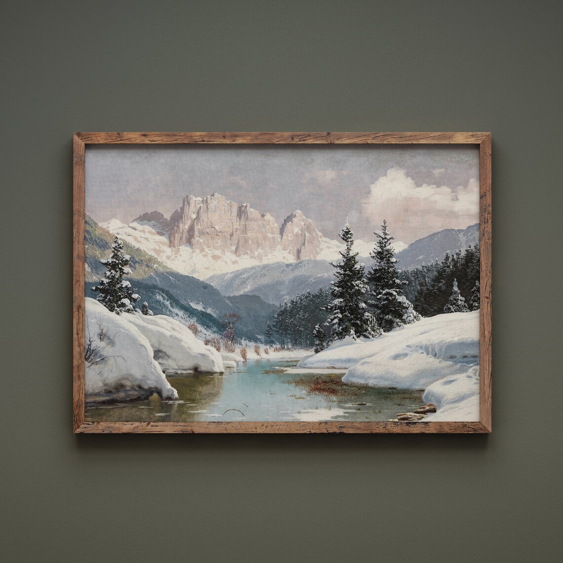 Winter Mountain Scenery, Classic Oil Painting - Image 2