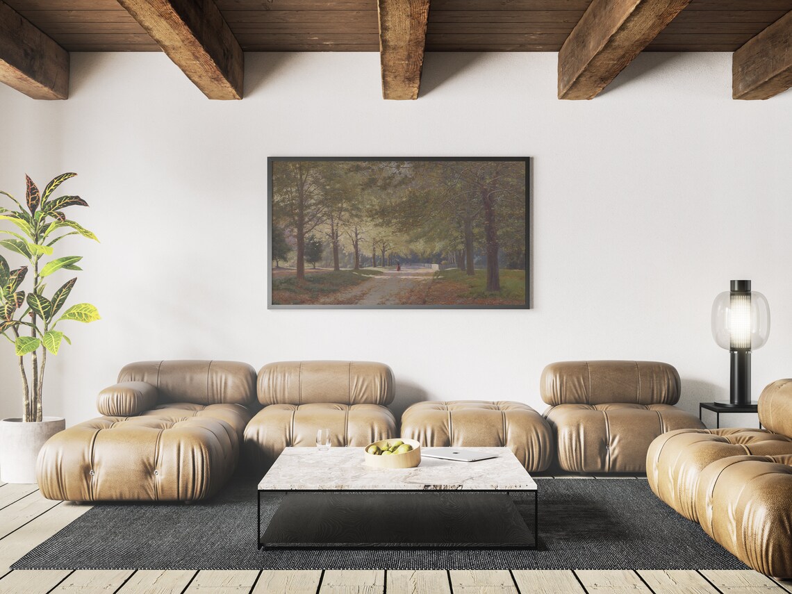 Vintage Forest Oil Art Print for TV Frame