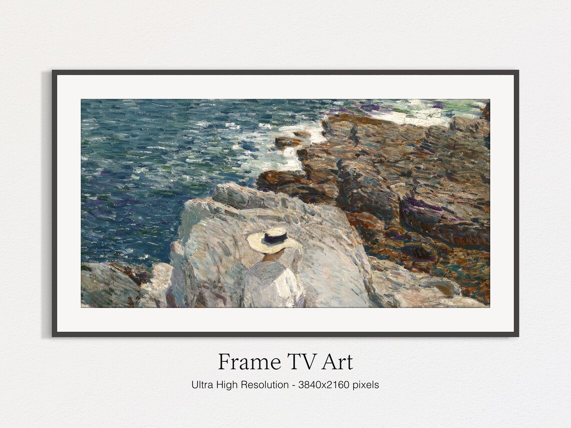 The South Ledges Summer Seascape, Vintage Impressionism - Image 5