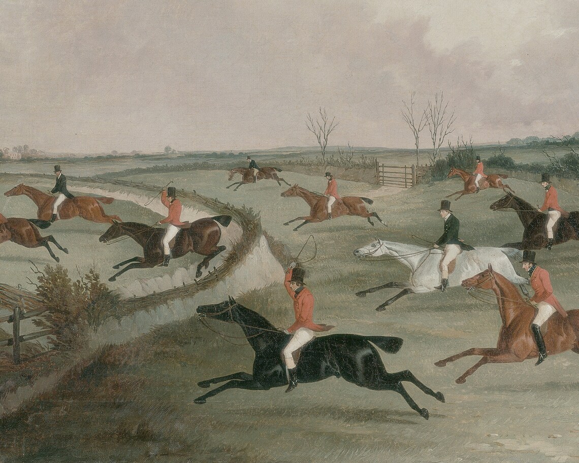 Vintage Horses Neutral Oil Landscape Art Print - Image 2