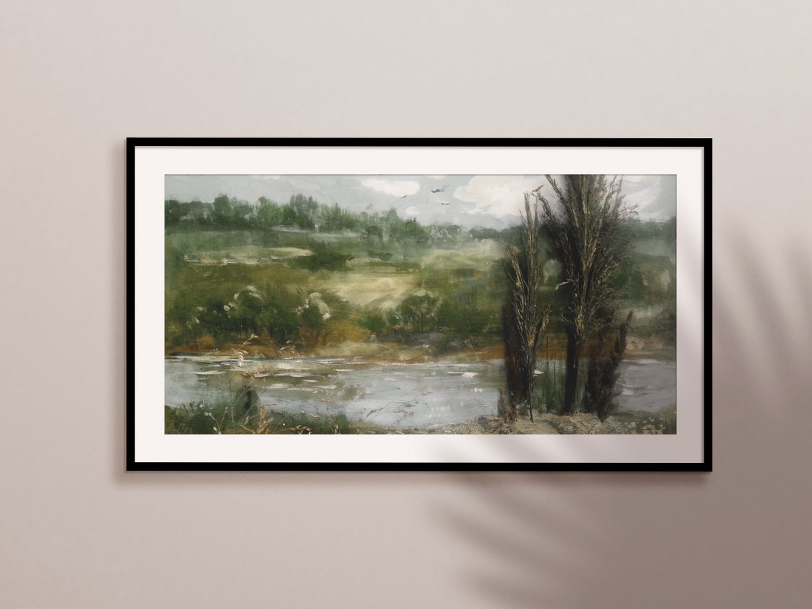 Frame Tv Art Vintage Pond Landscape Painting Tv Art Instant - Image 2