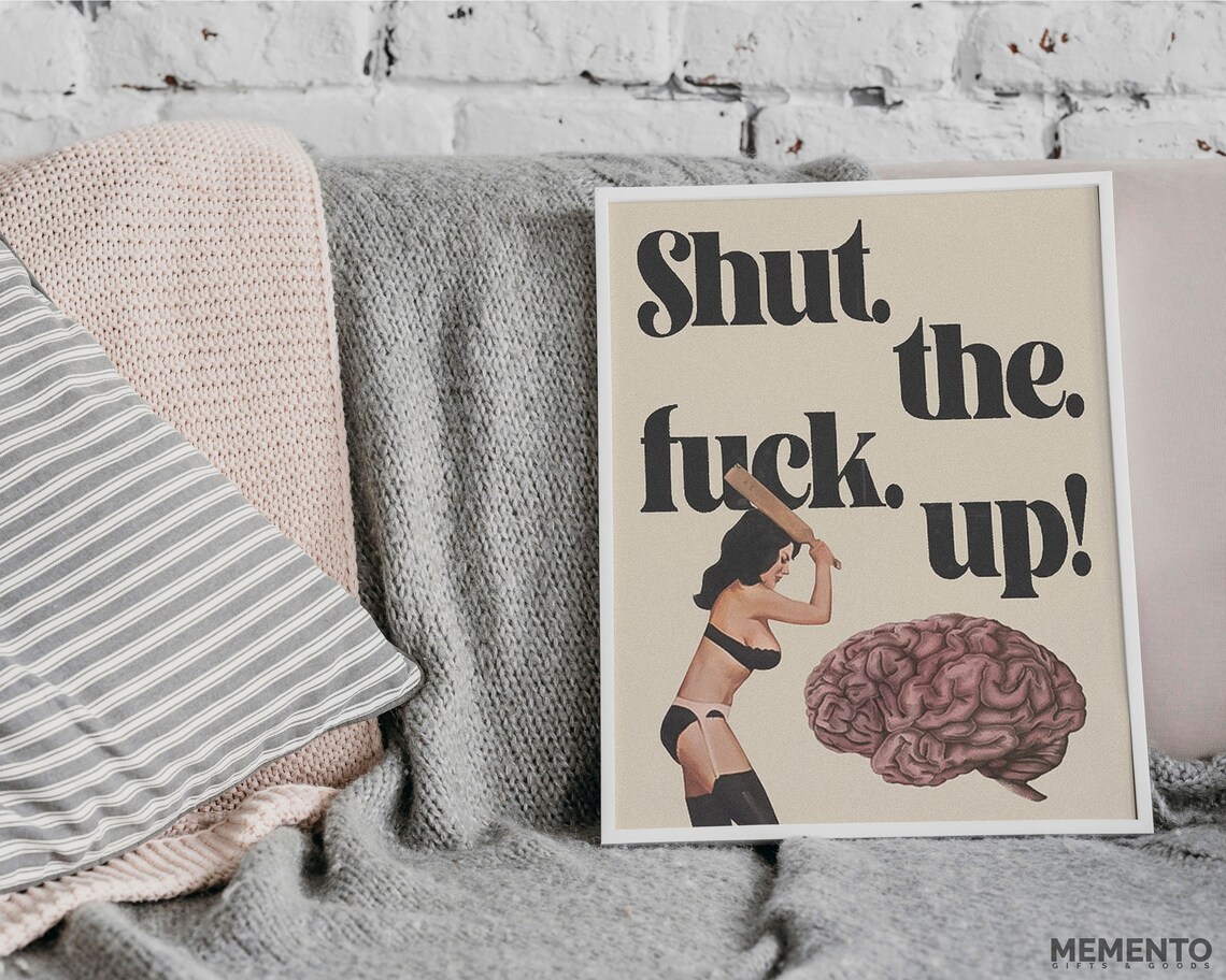 Shut the Fuck Up Vintage Retro Pin Up Brain Sarcastic Funny Poster - Image 2