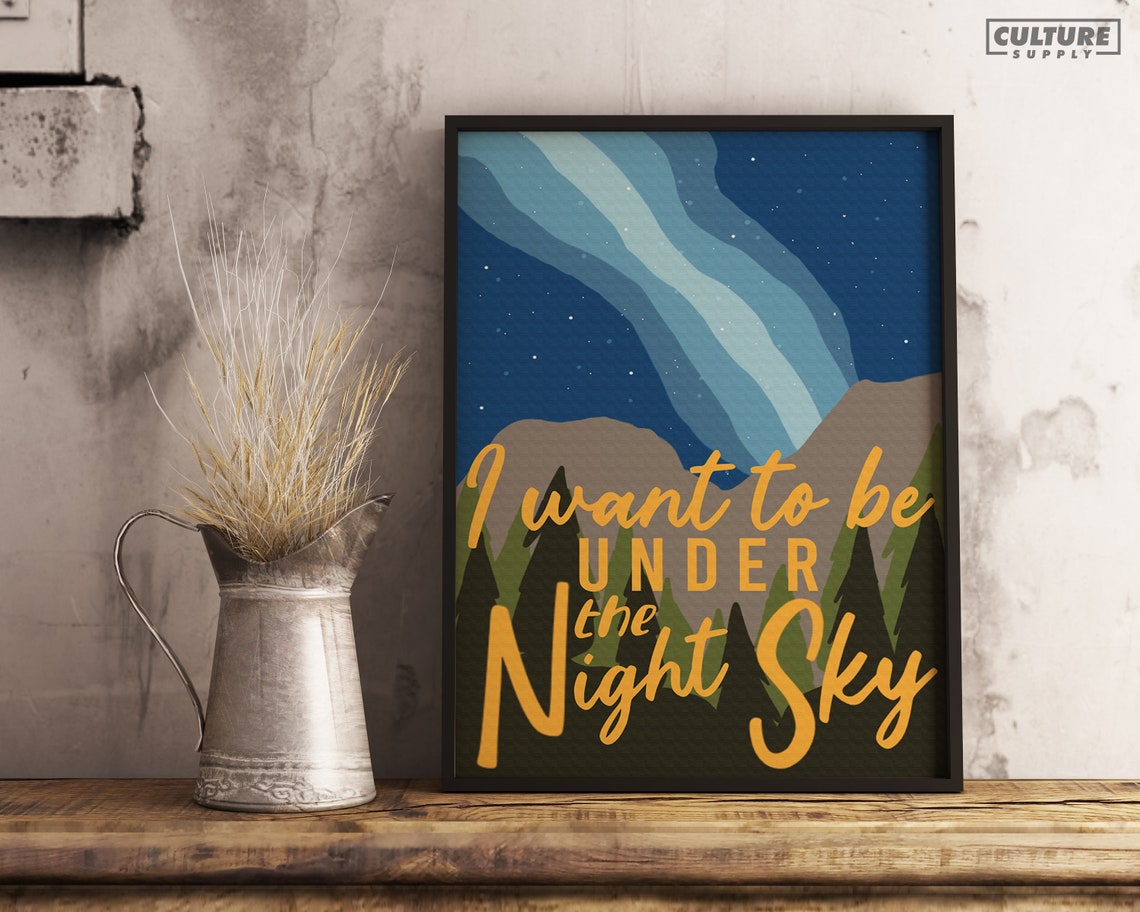 Under the Night Sky Northern Lights Starry Mountain Camping Poster - Image 4
