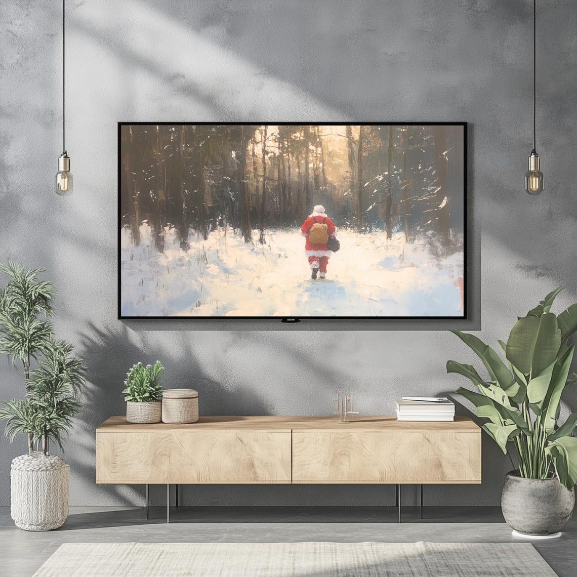 Frame Tv Art Santa Christmas Painting For Frame Tv Art Vintage Christmas Vibes Frame Tv Art Oil Painting Frame Tv Art Santa Frame Tv
