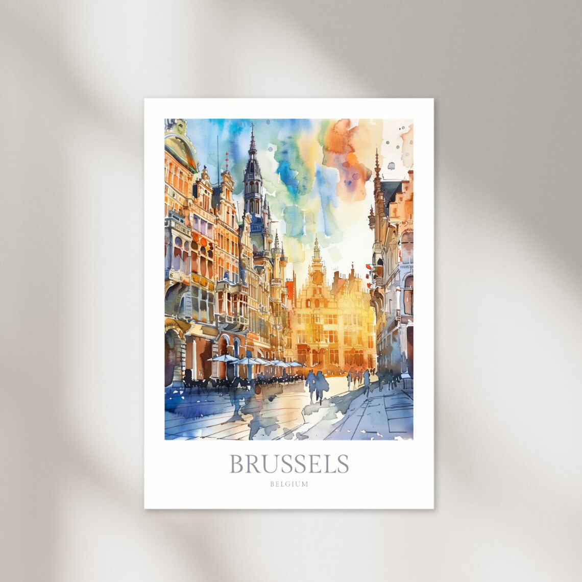 Brussels Belgium Watercolor Travel Poster