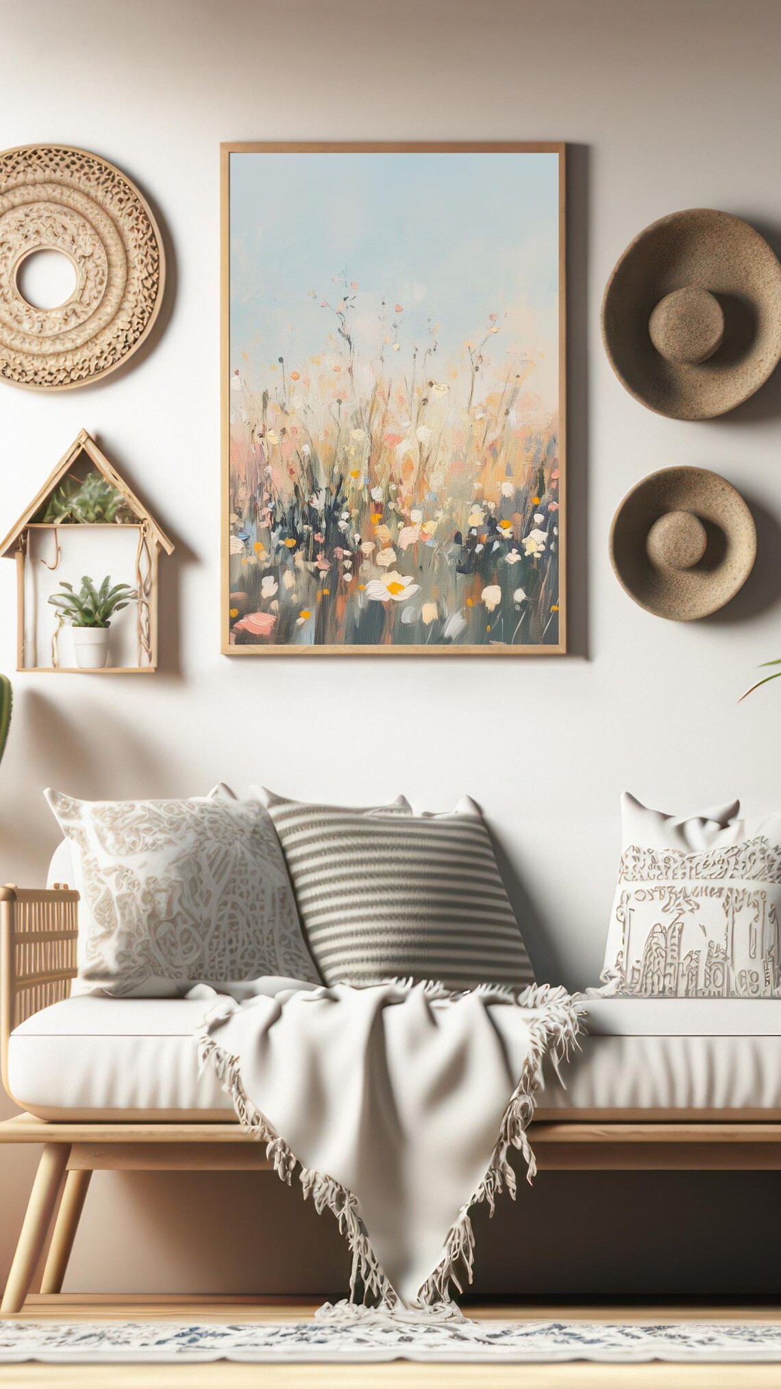 Wildflower Meadow Vintage Oil Painting Pastel Floral Art Poster - Image 2