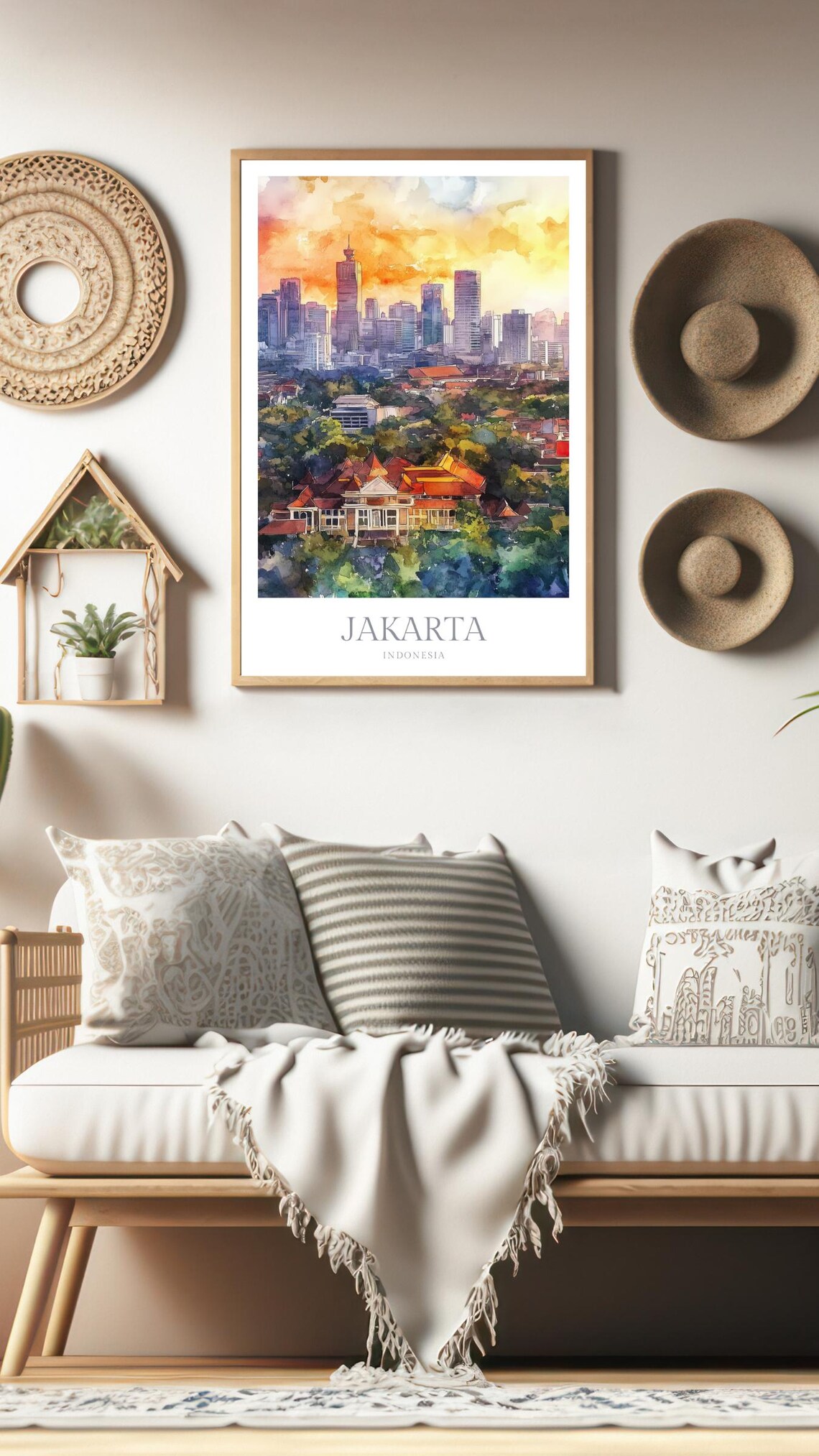 Jakarta, Indonesia Watercolor Travel Poster - Image 2