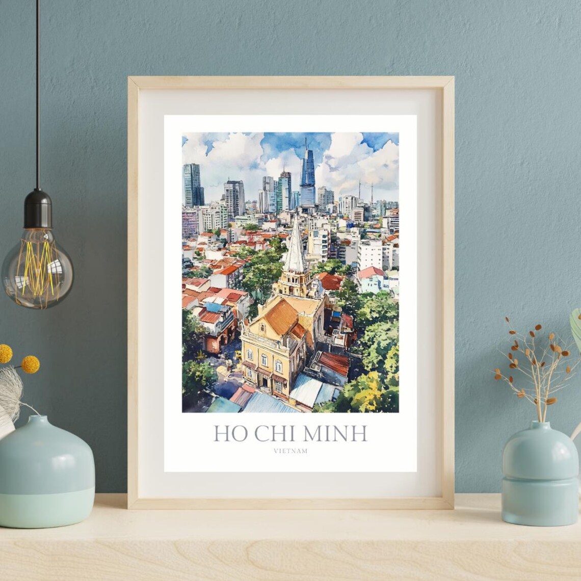 Ho Chi Minh City Skyline Watercolor Vietnam Travel Art Poster - Image 2