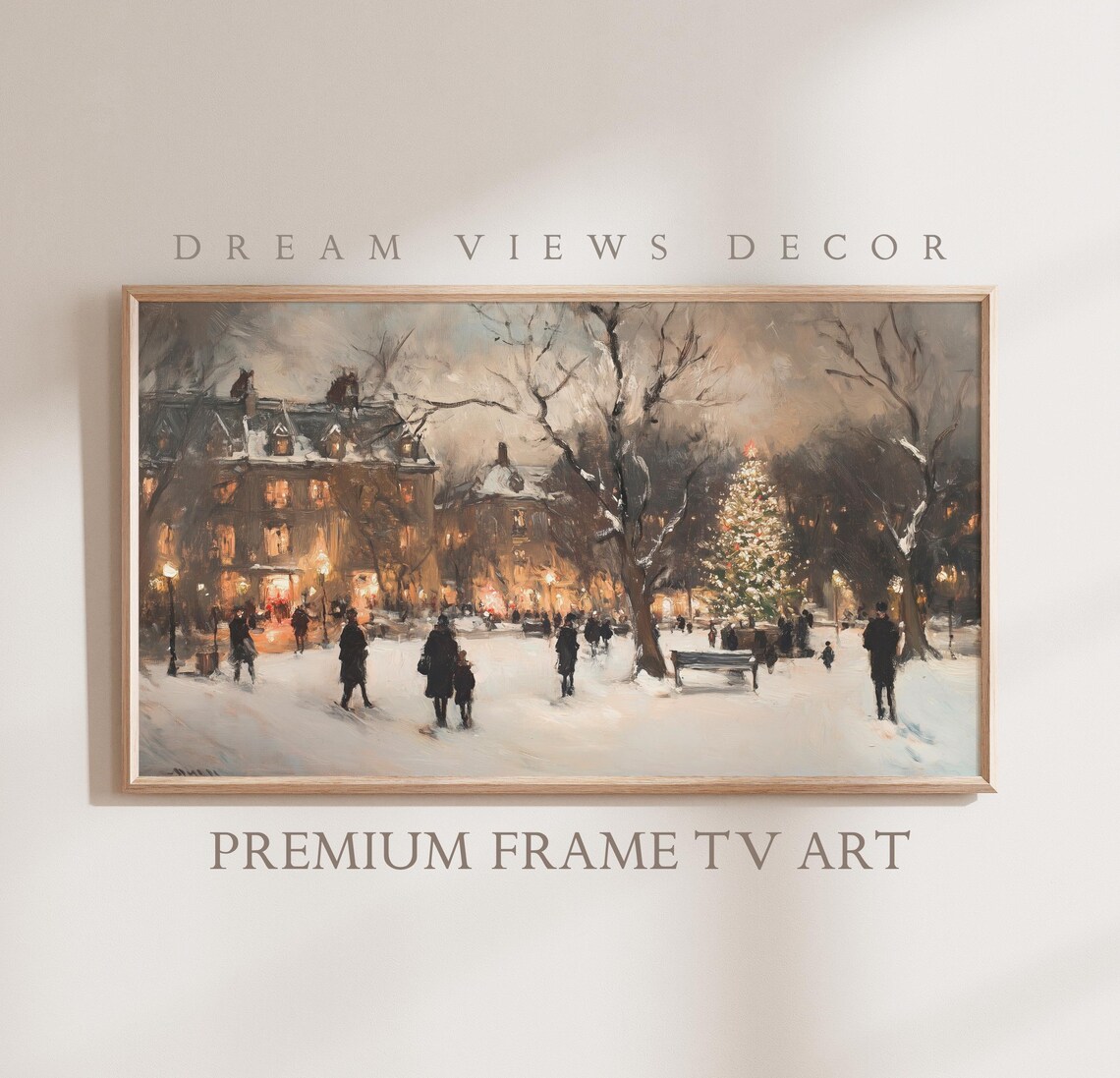Snowman In Snowy Field Golden Sunrise Winter Landscape Painting Poster - Image 2