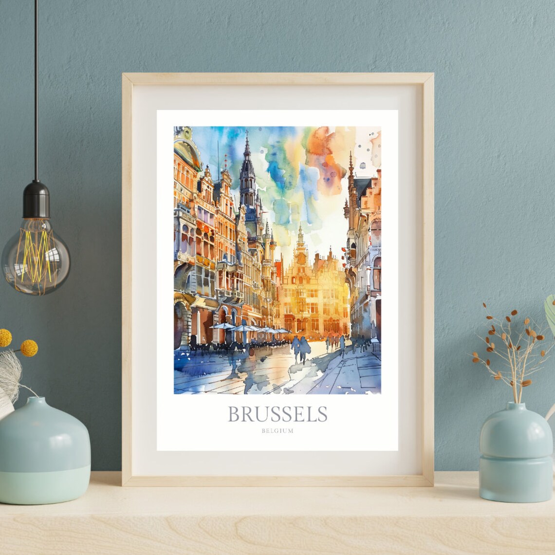Brussels Belgium Watercolor Travel Poster - Image 2