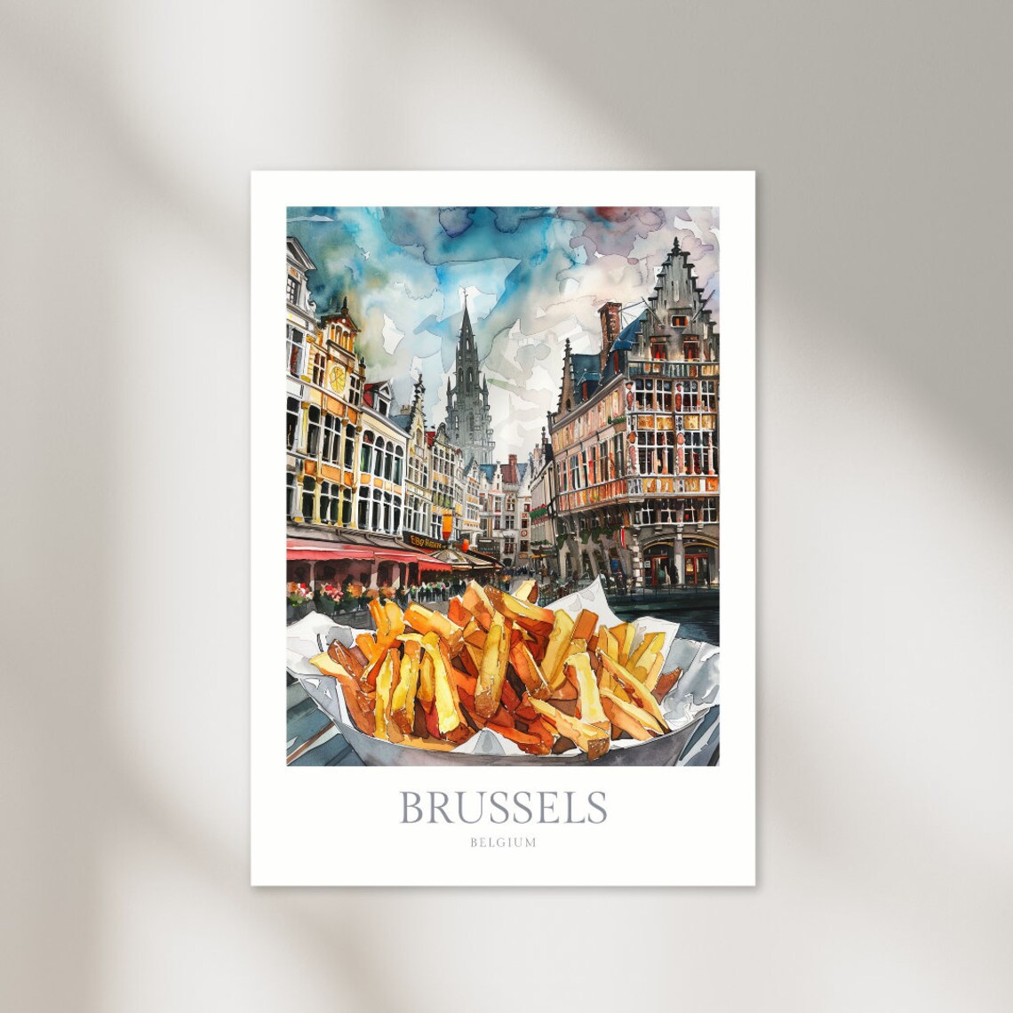 Brussels Belgium Watercolor Poster, Travel Poster