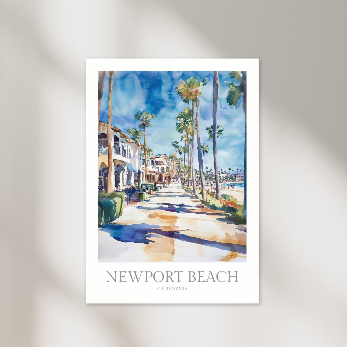 Newport Beach California Watercolor Travel Poster