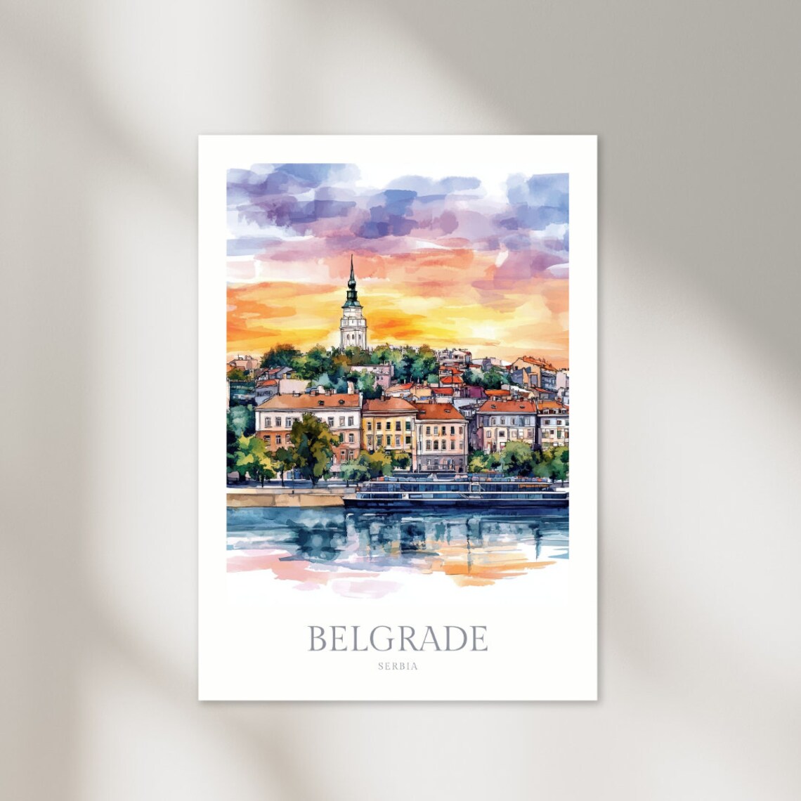 Belgrade, Serbia Watercolor Travel Poster