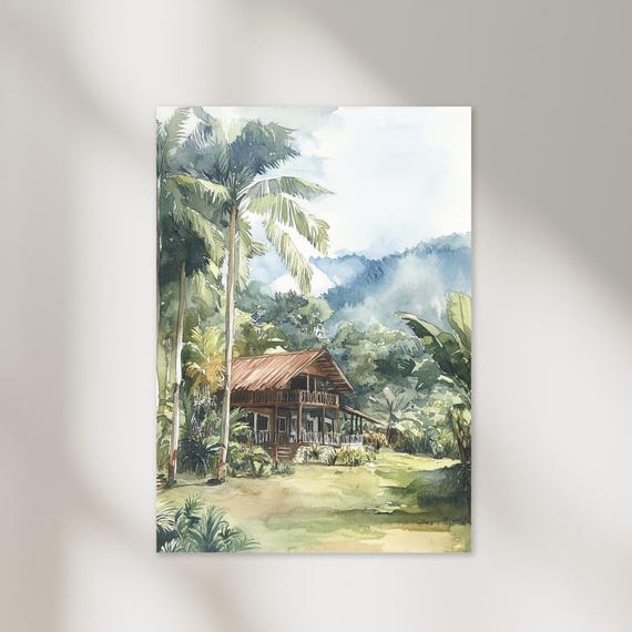 Costa Rica Vintage Watercolor Travel Poster