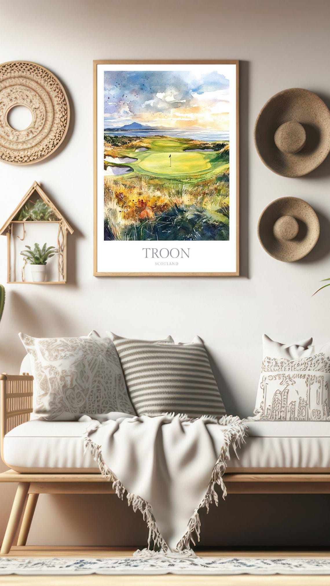 Troon Scotland Links Golf Course Sunset Watercolor Golf Art Poster - Image 2
