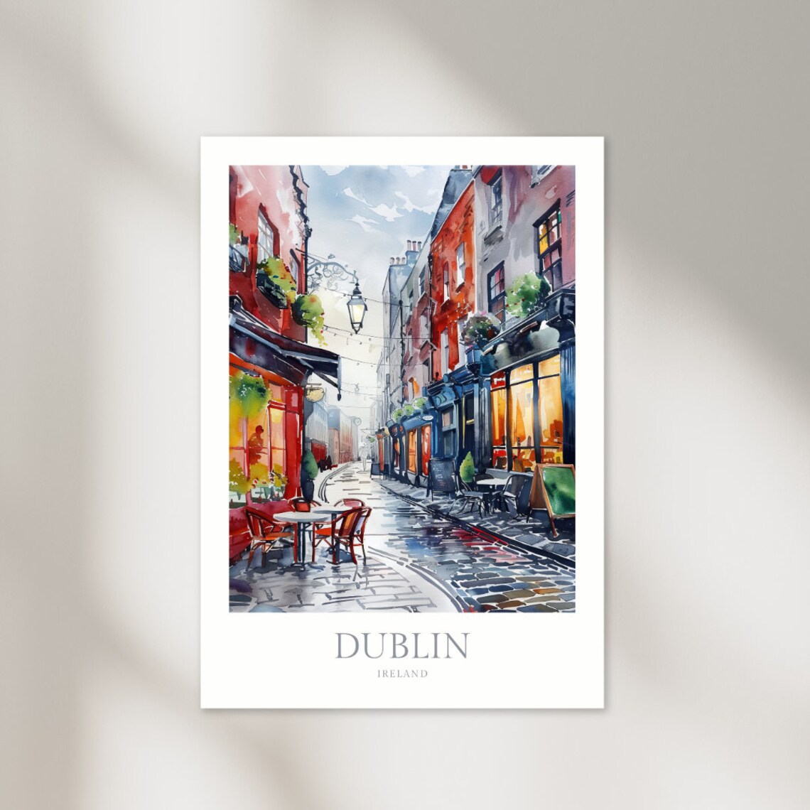 Dublin Ireland Watercolor Poster, Travel Poster