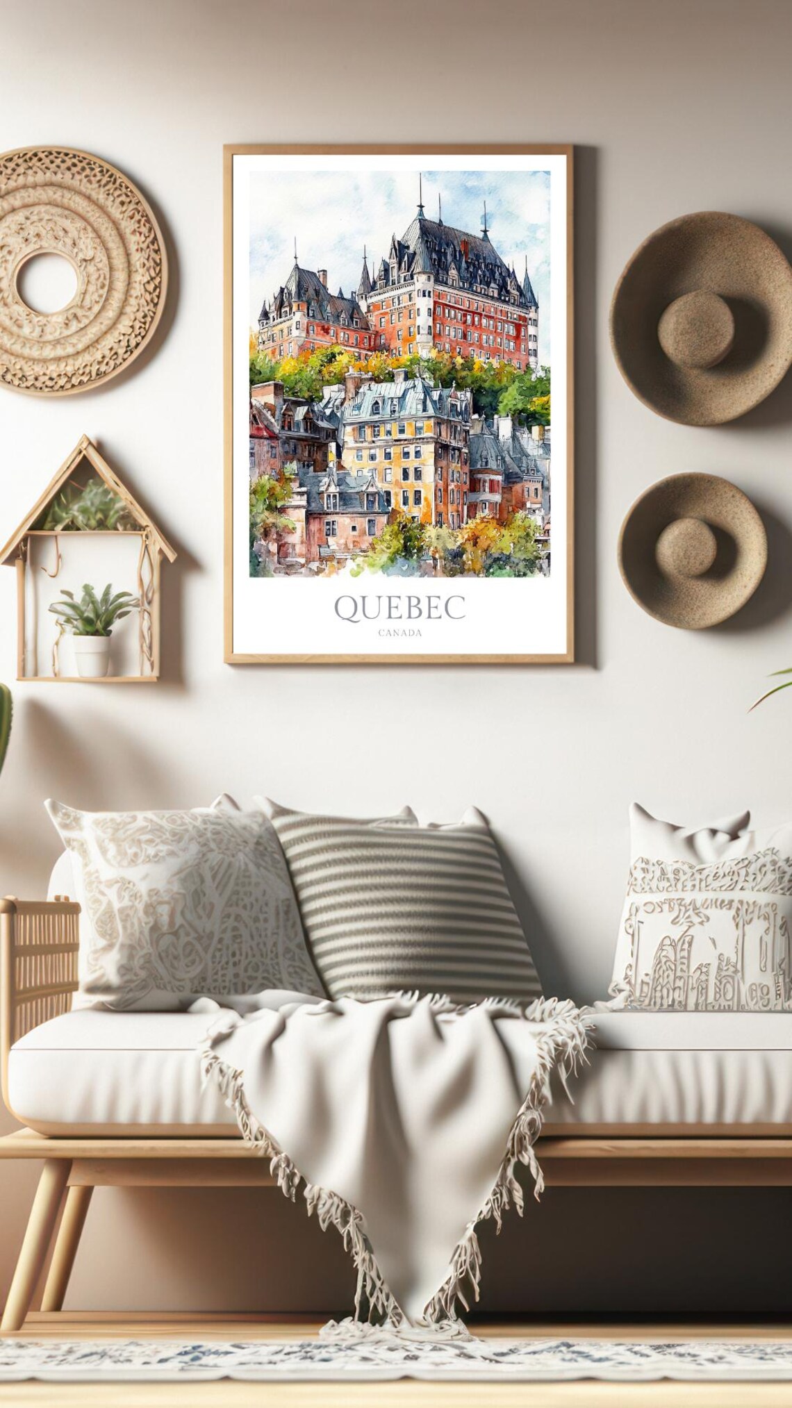 Quebec Canada Watercolor Travel Poster, Wall Art - Image 2