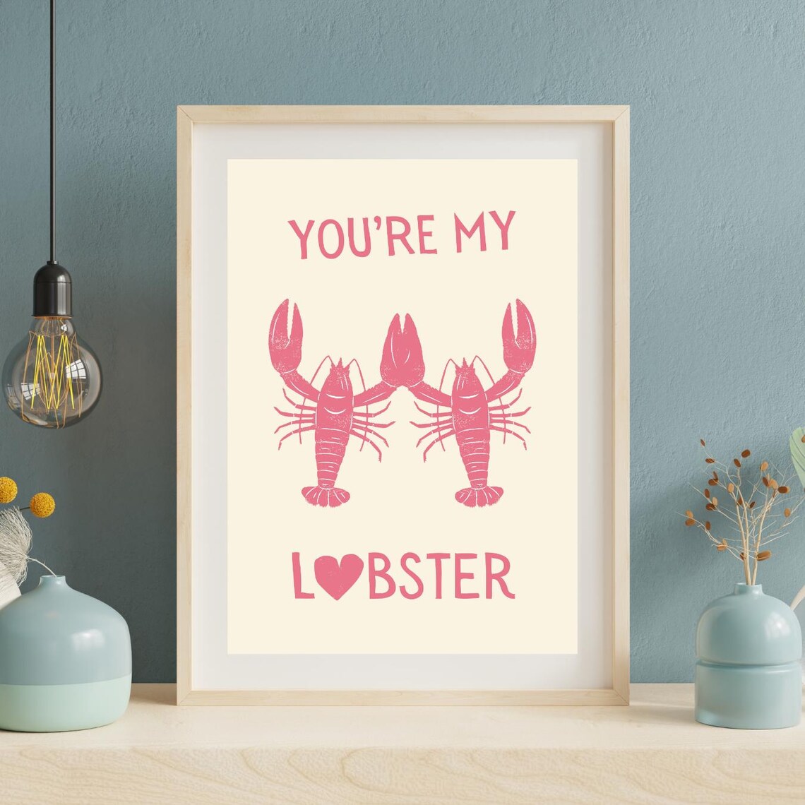 Youre My Lobster Pink Love Quote Minimalist Valentines Day Print - Image 2