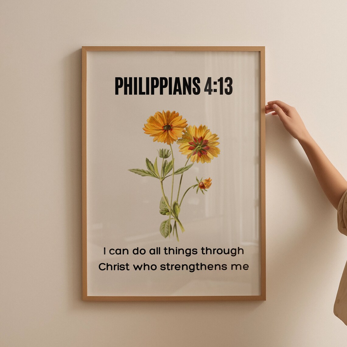 Philippians 4 13 Botanical Floral Scripture Verse Quote Poster - Image 4