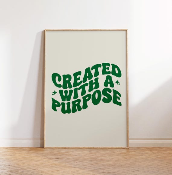 Created With A Purpose Print Retro Christian Wall Art Print Christian Poster Bible Verse Wall Decor Art