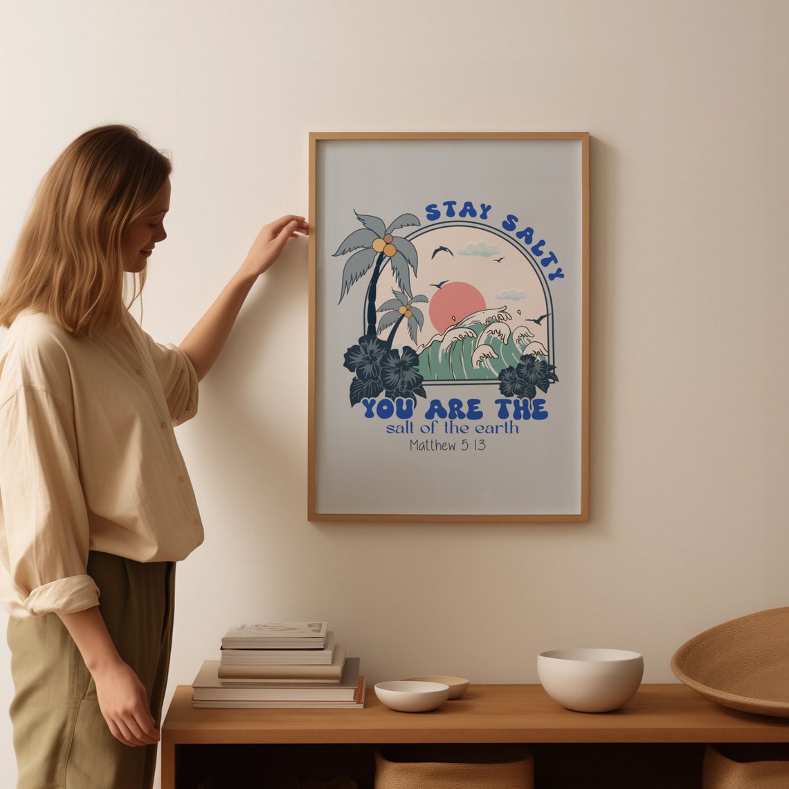 Stay Salty Wall Print Matthew Scripture Art Retro Christian Poster Bible Verse Wall Art Gift Christians God Faith - Image 2