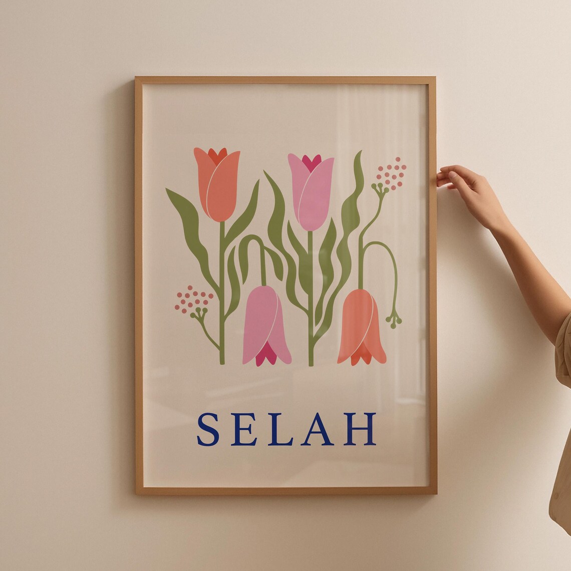 Selah Tulips Pastel Pink Floral Minimalist Christian Bible Poster - Image 3