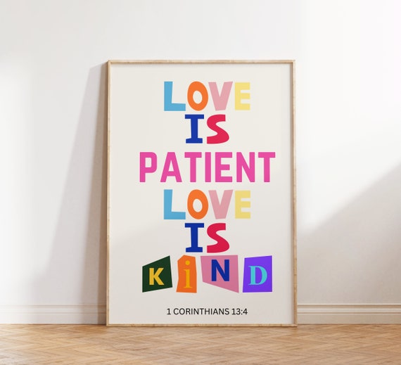 Love Is Patient Wall Print Religious Print Christian Poster Scripture Art Bible Verse Wall Decor Christian Gift