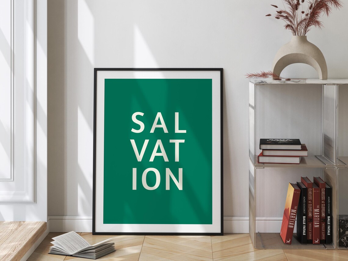 Salvation Green Minimalist Typography Modern Christian Poster - Image 2