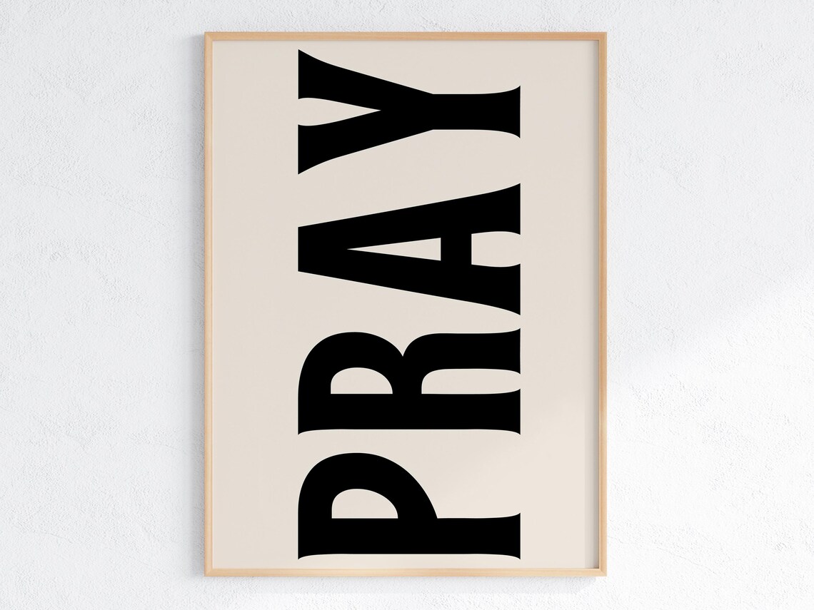 Pray Jesus Typography Poster, Retro Christian Decor - Image 3