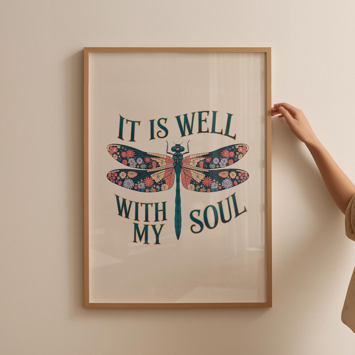 It Is Well With My Soul Vintage Floral Dragonfly Hymn Poster - Image 5