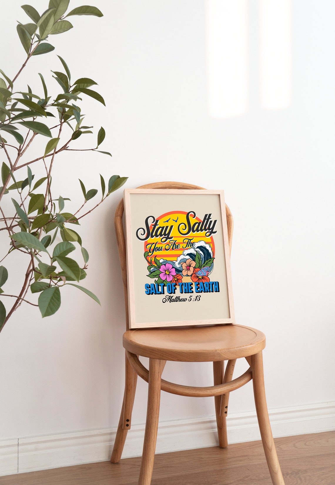 Retro Christian Wall Print Stay Salty Print Christian Poster Bible Verse Print Wall Decor Large Art Christian Gift Matthew - Image 2