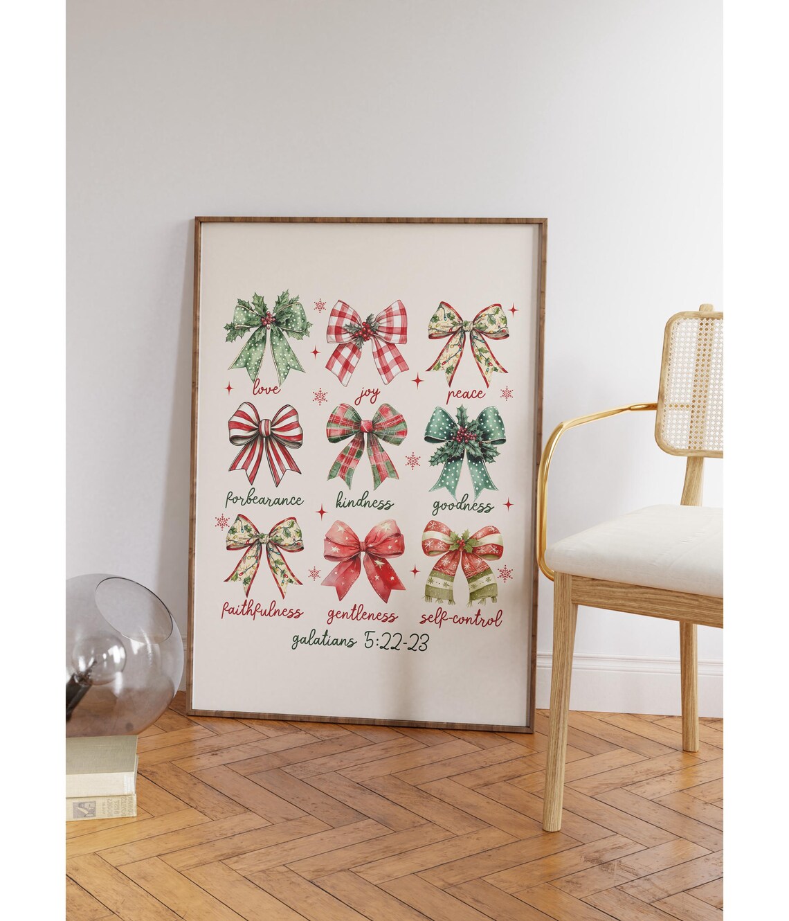 Fruit Of The Spirit Christmas Bow Grid Galatians Holiday Poster - Image 4