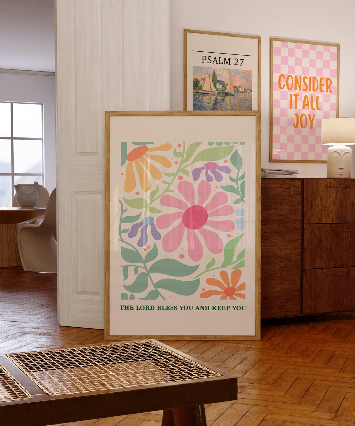 Floral Christian Wall Art Bible Verse Print Scripture Art Retro Poster Wall Decor Religious Print Flower Poster - Image 2