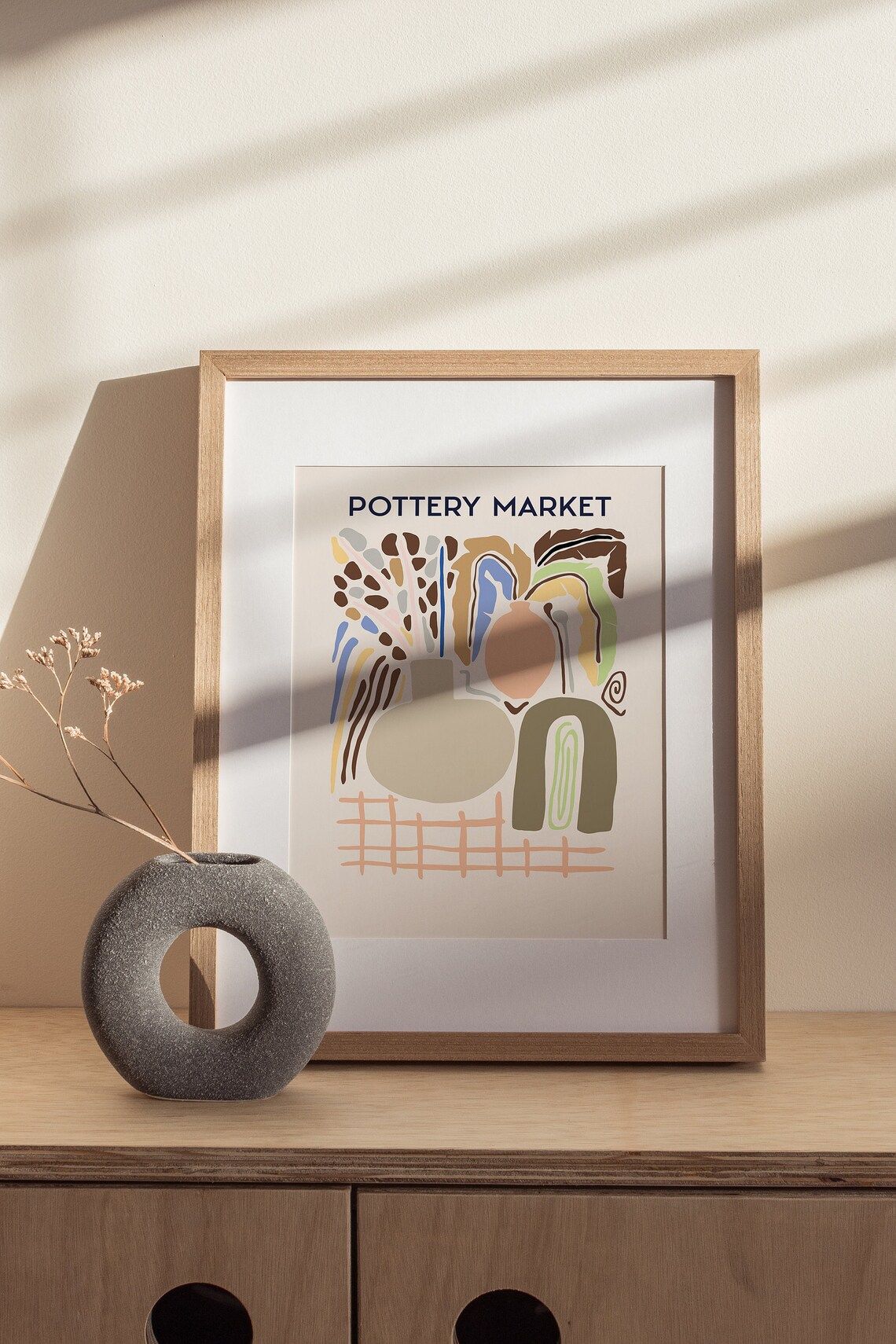 Pottery Market Abstract Boho Vase Mid Century Modern Art Poster - Image 2