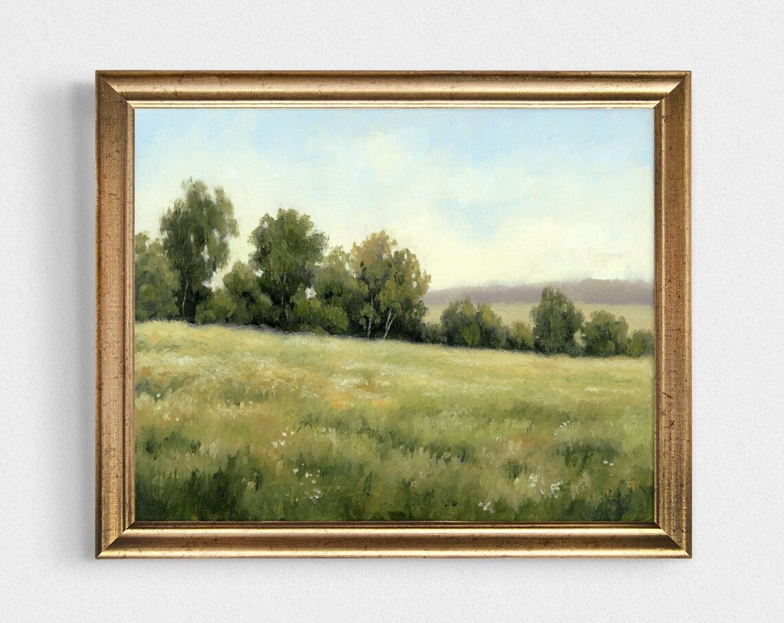 Minimalist Flower Meadow Landscape Art Print