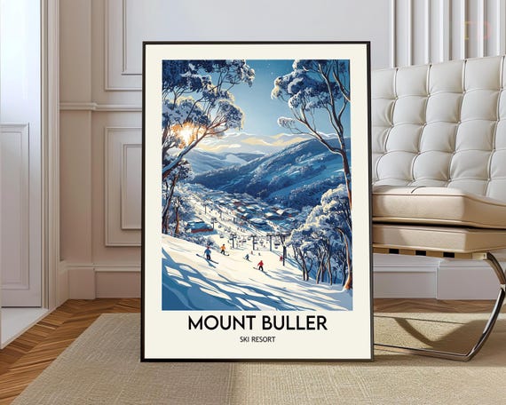 Mount Buller Ski Resort Poster Wall Art Print Melbourne