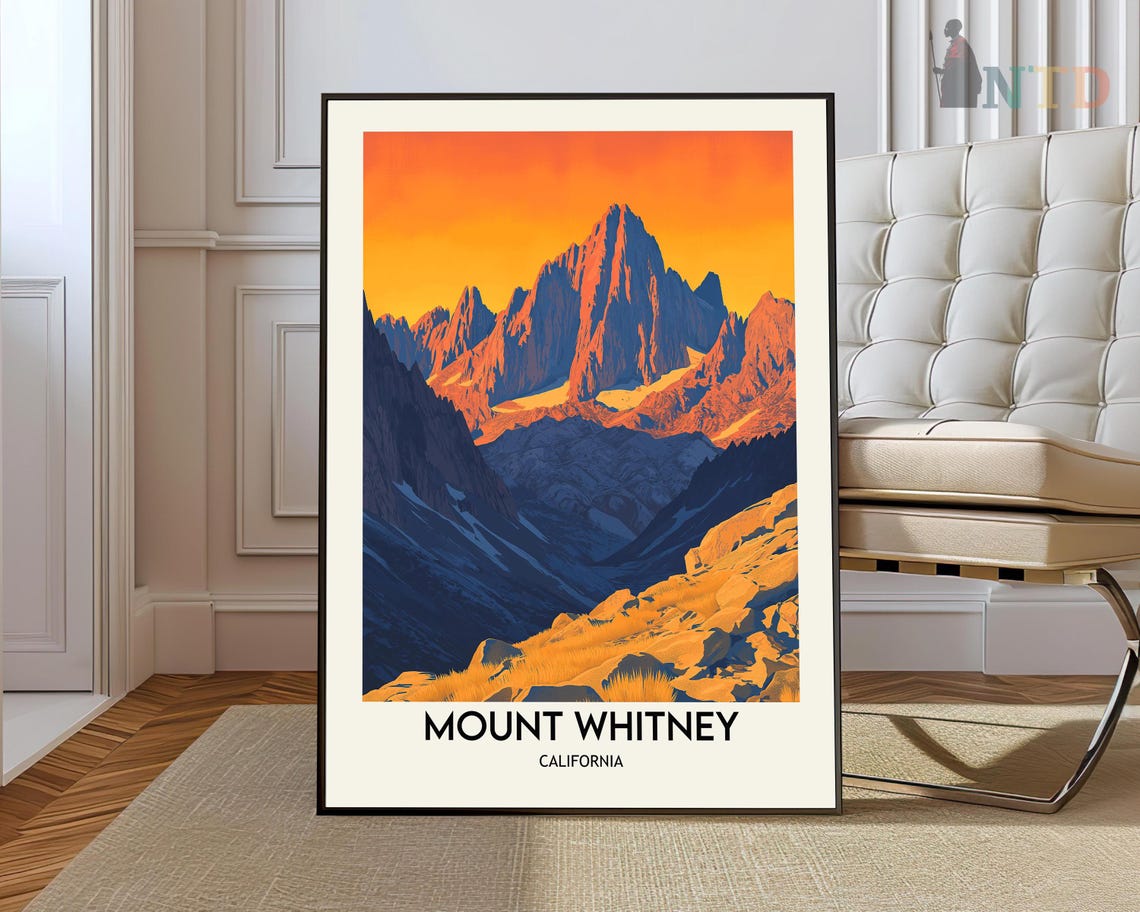 Mount Whitney California Sunset Peaks Sierra Nevada Nature Poster