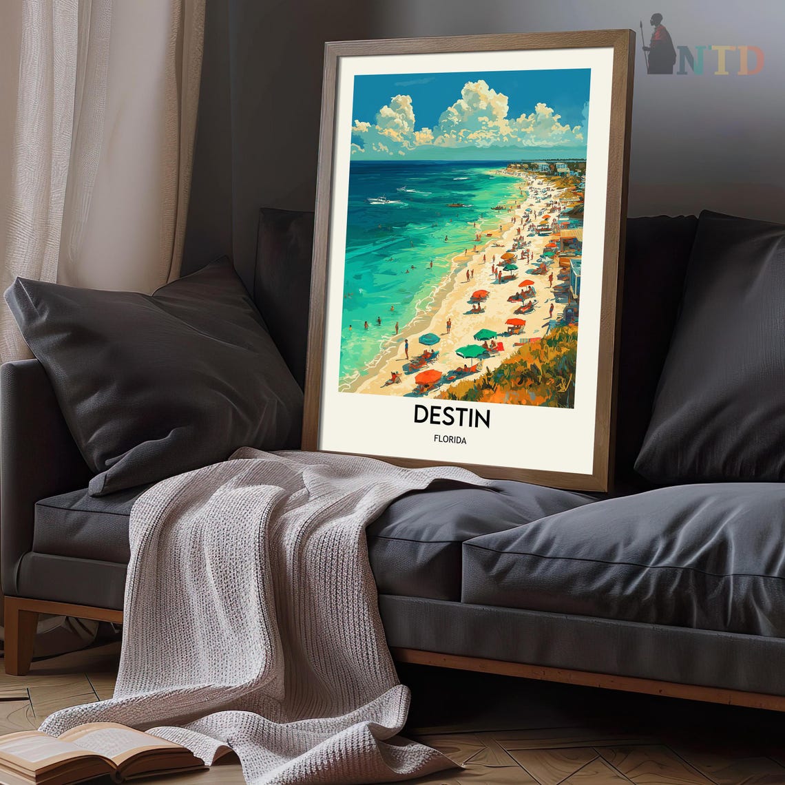 Destin Florida White Sand Beach Umbrellas Emerald Coast Day Poster - Image 3