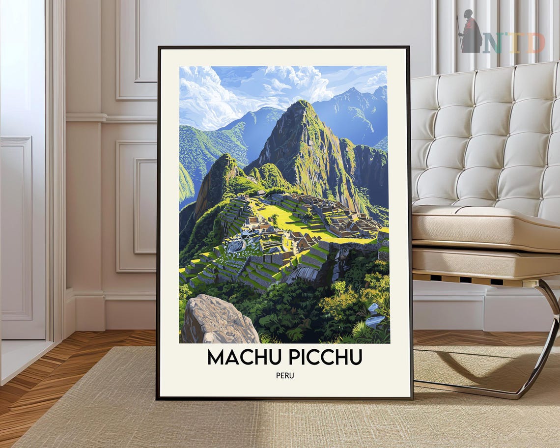 Machu Picchu Peru Iconic Andes Mountain Ruins Bold Travel Poster