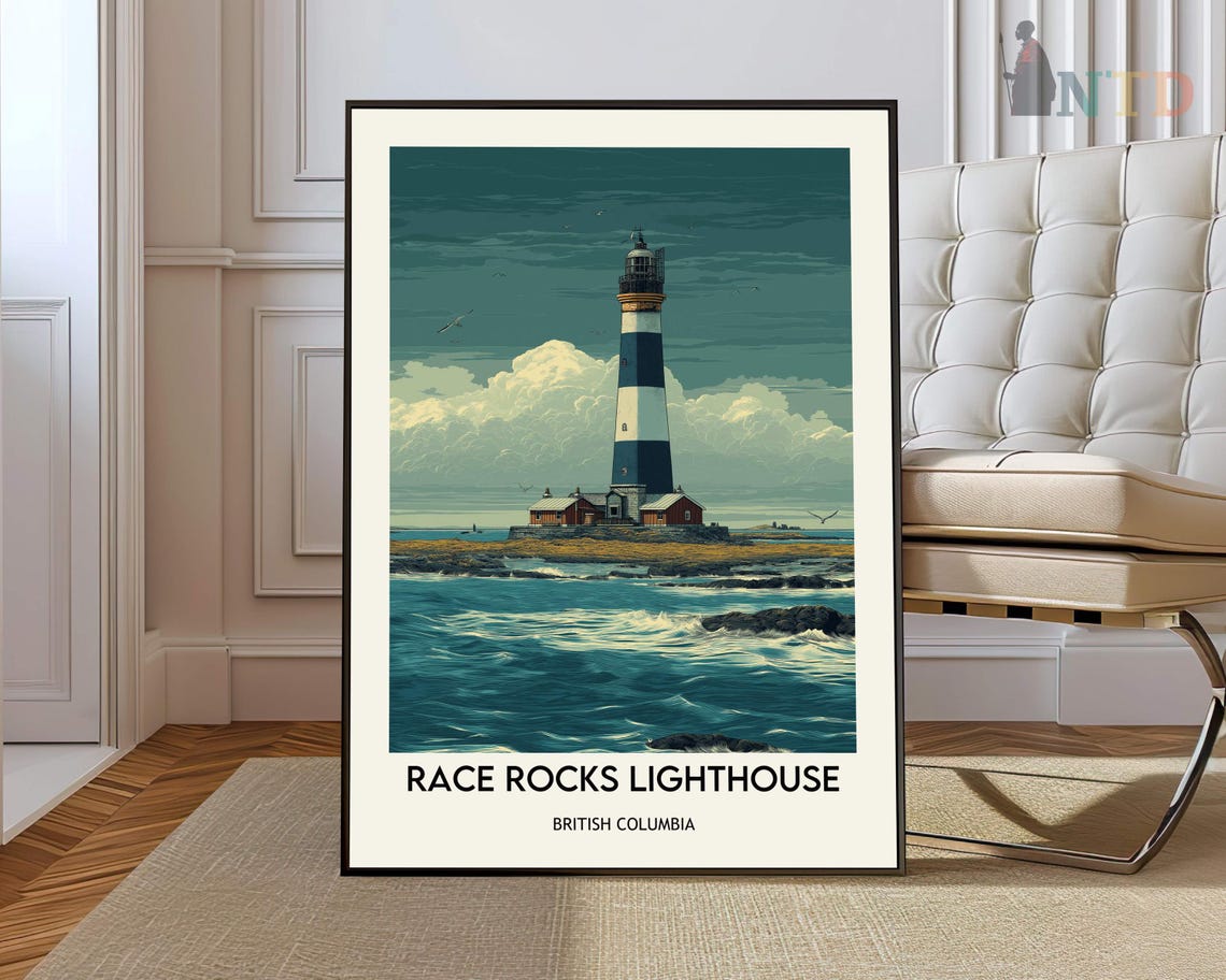 Race Rocks Lighthouse British Columbia Wild Ocean Travel Poster