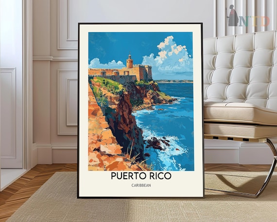 Puerto Rico Caribbean Colonial Fortress Seaside Rocky Cliffs Poster
