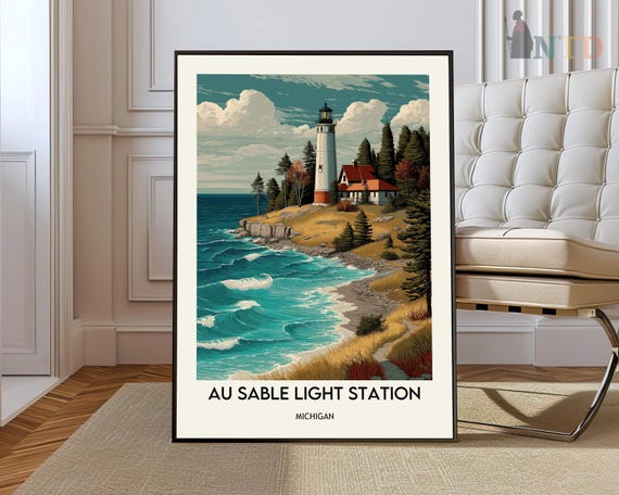 Au Sable Light Station Poster Wall Art Print Lake Superior Photo