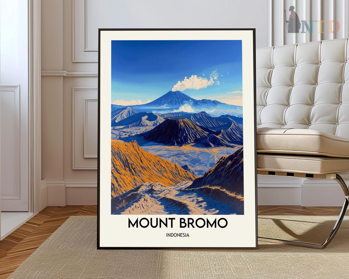 Mount Bromo Indonesia Volcanic Caldera Sunrise Travel Poster