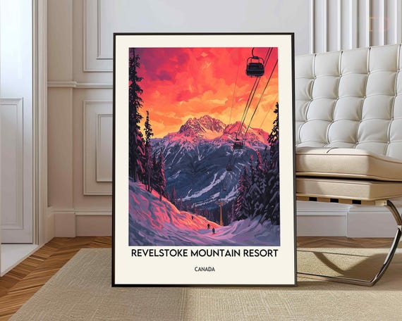 Revelstoke Mountain Resort Poster Print Wall Art Ski Bc Canada