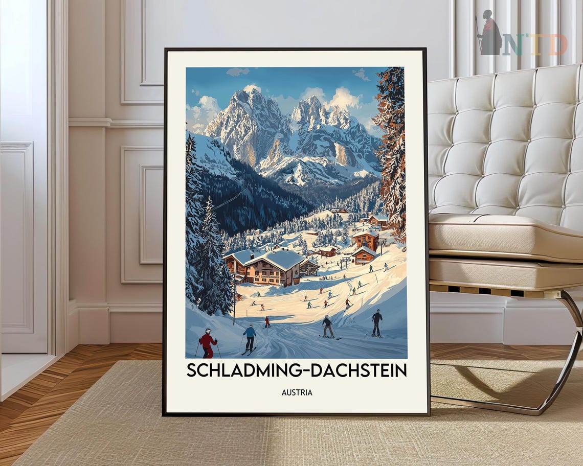 Schladming-Dachstein Austria Ski Resort Winter Travel Poster
