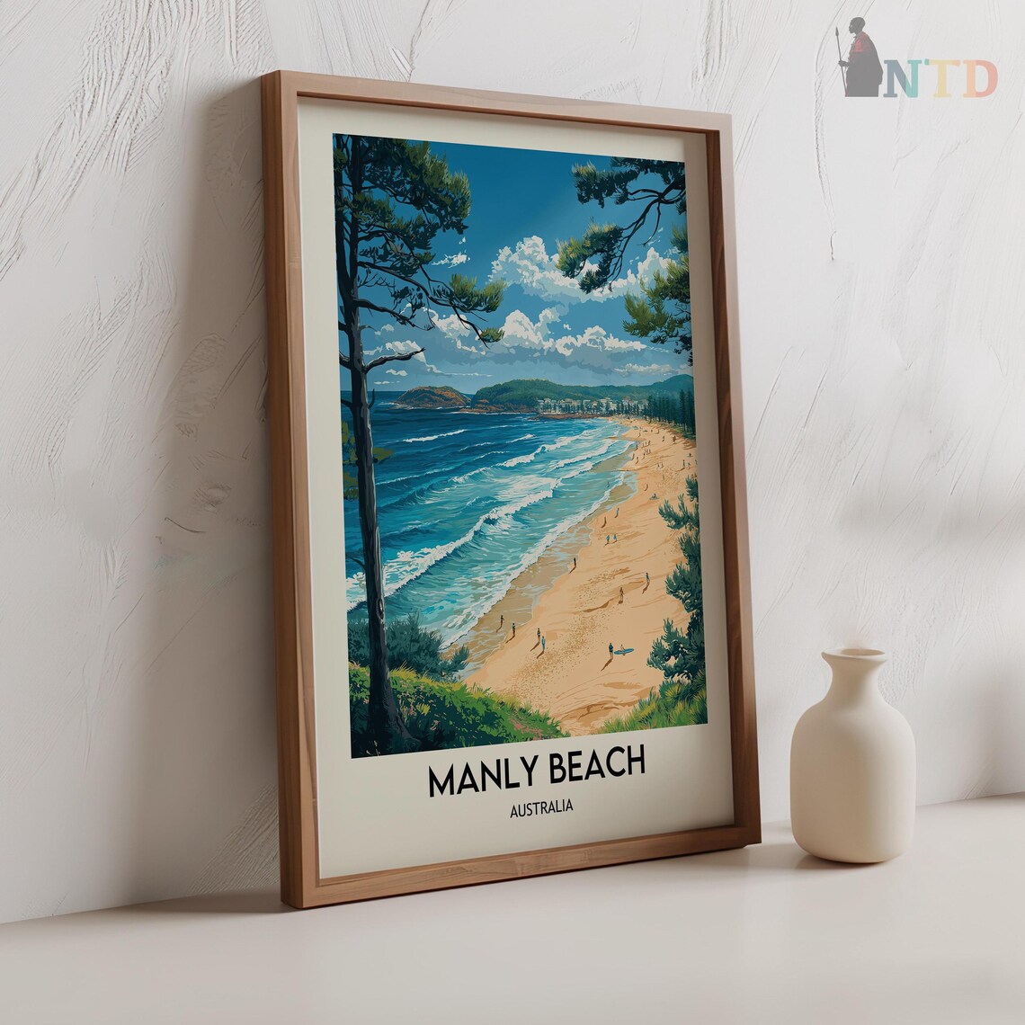 Manly Beach Sunny Daytime View of Golden Sand and Rolling Surf Poster - Image 2