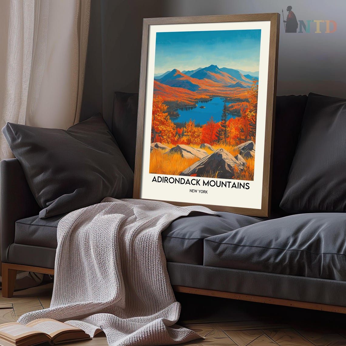 Adirondack Mountains New York Autumn Lake Fall Foliage Peaks Poster - Image 3