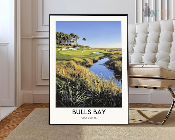 Bulls Bay Golf Course Lowcountry Marsh Clubhouse Scene Travel Poster